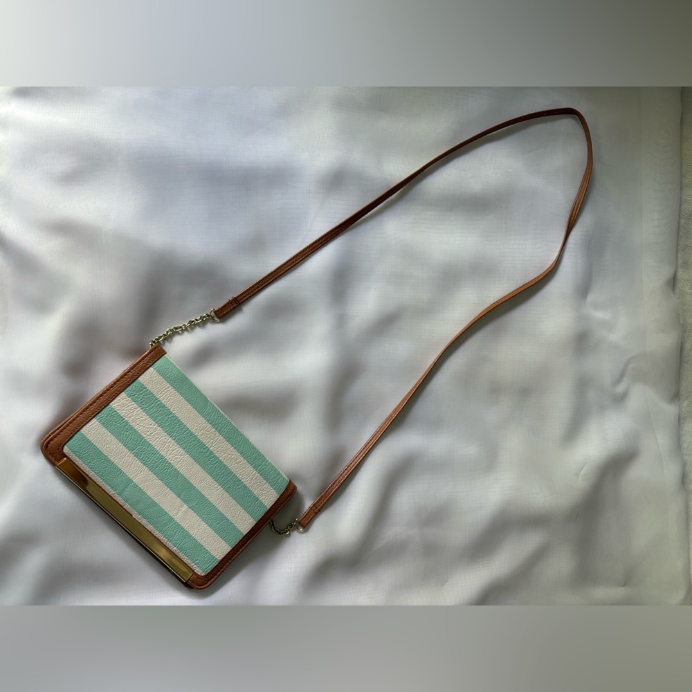NWT Apt. 9 Striped Mint and Brown Crossbody Bag